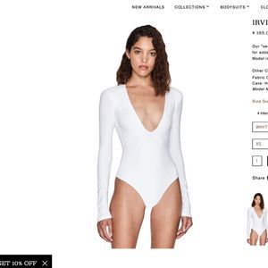 ALIX NYC IRVING WHITE LONG SLEEVE BODYSUIT SIZE S DEEP V
